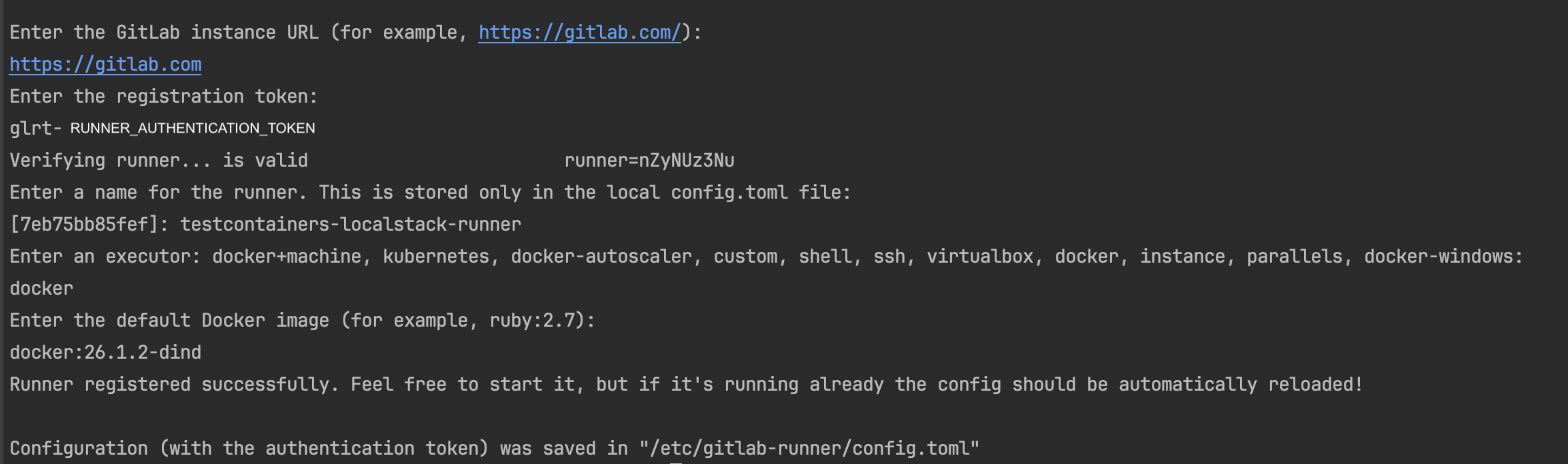 Runner config